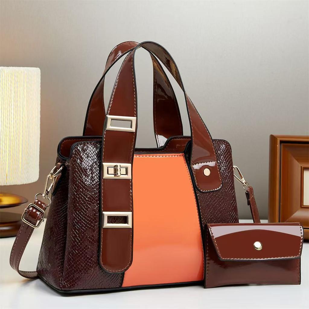 New Spliced Fashionable Snake Skin Pattern Handbag with A Trendy Style Large Capacity and Temperament Single Shoulder Women's Crossbody Bag