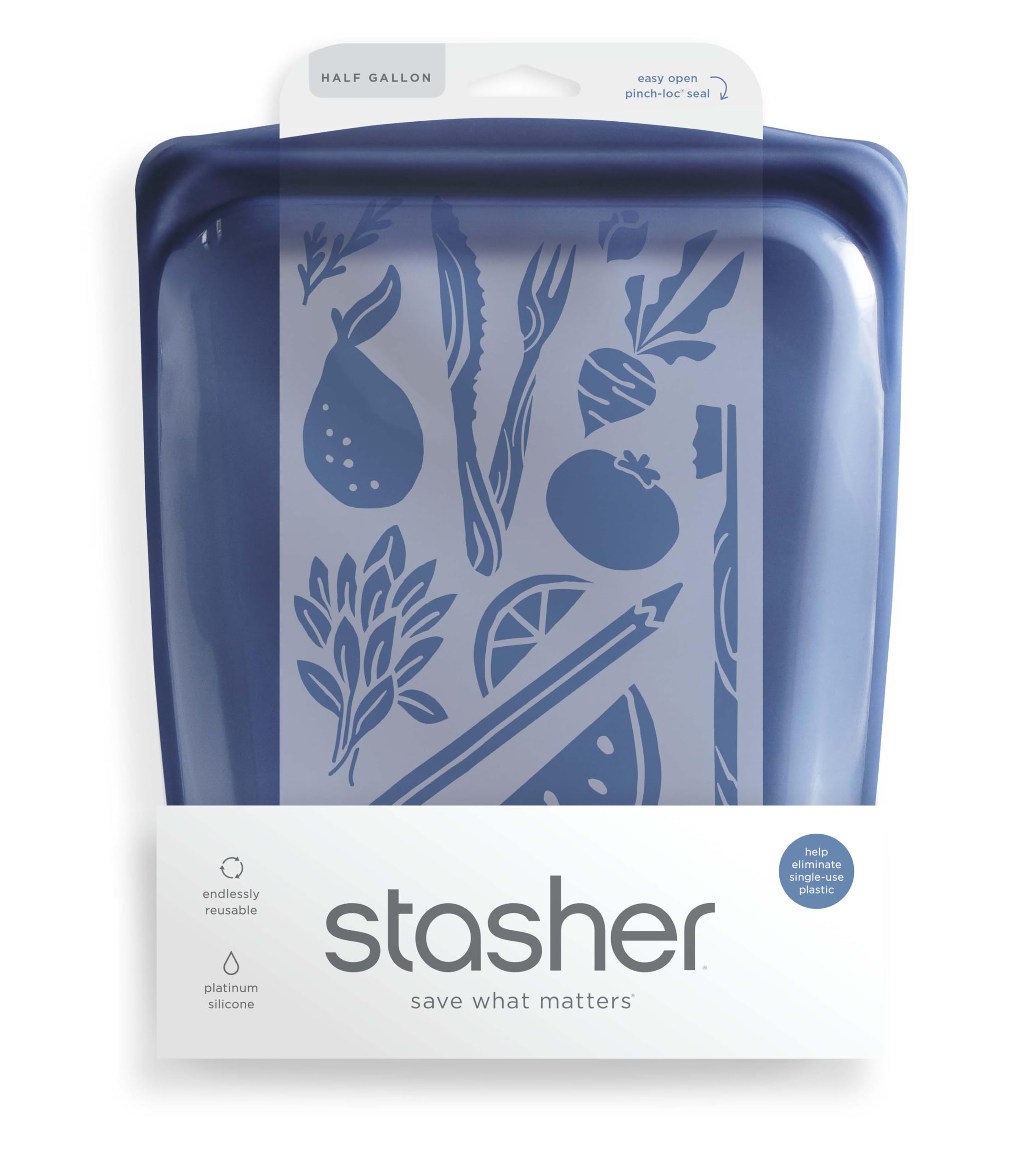 Stasher Silicone Bag EZ Half Gallon Japanese (Deep Ocean) [Official Product] синий