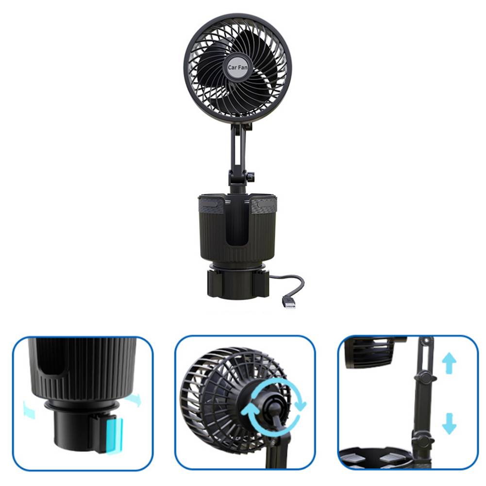 Road Trips Summer Travel Car Cup Holder Fan Dual Speed Car Fan Air Circulator Portable Car Fan Travel-Friendly Fan