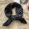 70x70cm Lightweight Square Scarf Women Vintage Black Floral Print Silk-Feel Neck Wrap UV Protection Stylish Accessory