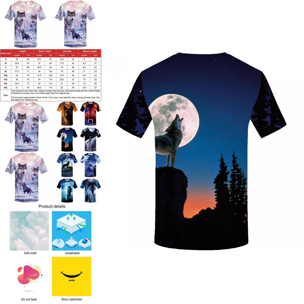 Men's Wolf Mountain 3d Print Summer Casual T-shirt With Stunning Graphic Design