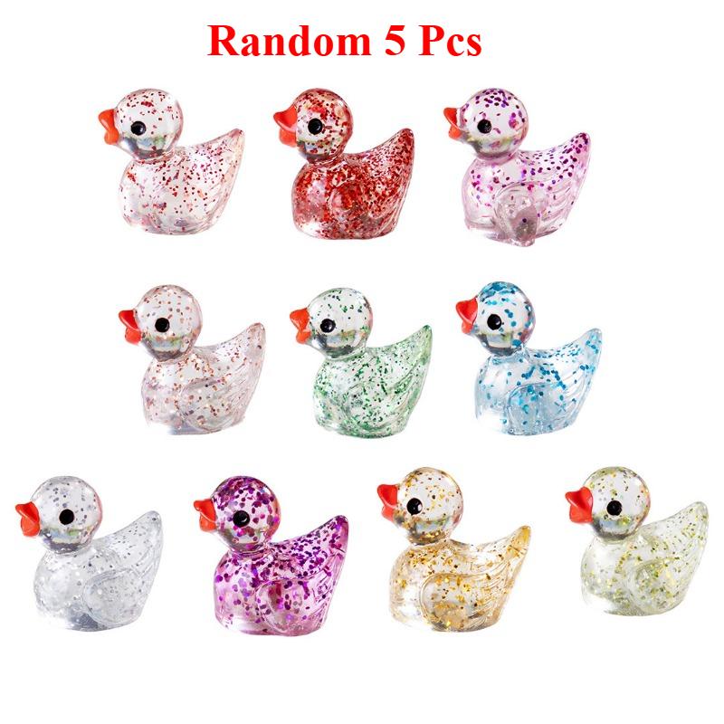 

5Pcs Luminous Resin Duck Set Glittering Miniature Decor for DIY Fairy Gardens Child Safe Resin Glow in The Dark Stickers