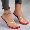 Fashion Elegant Transparent Pvc Clear High Heels Slippers Women 2025 Summer Square Toe Crystal Sandals Women Sexy Slip On Party Shoes