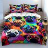 Colorful Pug Trio Set Design Exquisite Three-Piece Bedding Set Gift For Kids And Adults