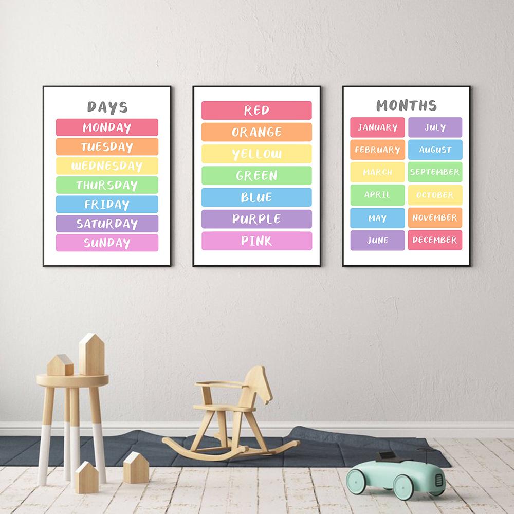 Inspirational Rainbow Sticker Art Printing Color Alphabet Numeric Shape Children's Decoration