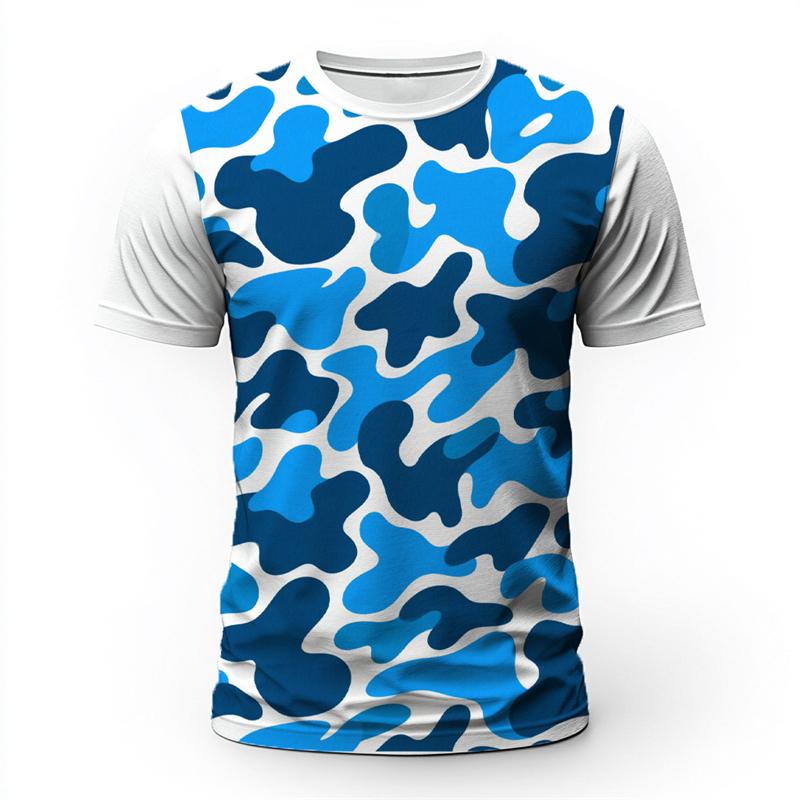 Modische Camouflage Grafik T-Shirts für Herren Sommer Locker Kurzarm 3D Gedruckte O-Ausschnitt T-Shirts Einfach Lässig Tägliche Kleidung Tees