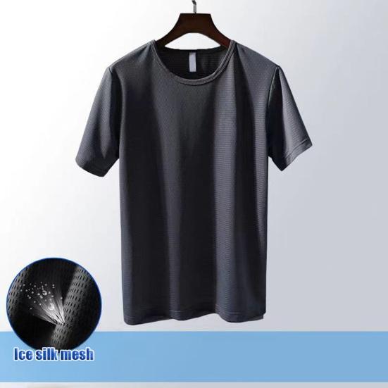 Camiseta Masculina de Malha Leve Respirável Camiseta de Secagem Rápida Corte Solto Casual Verão Esportes Camiseta para Academia Treino ao Ar Livre