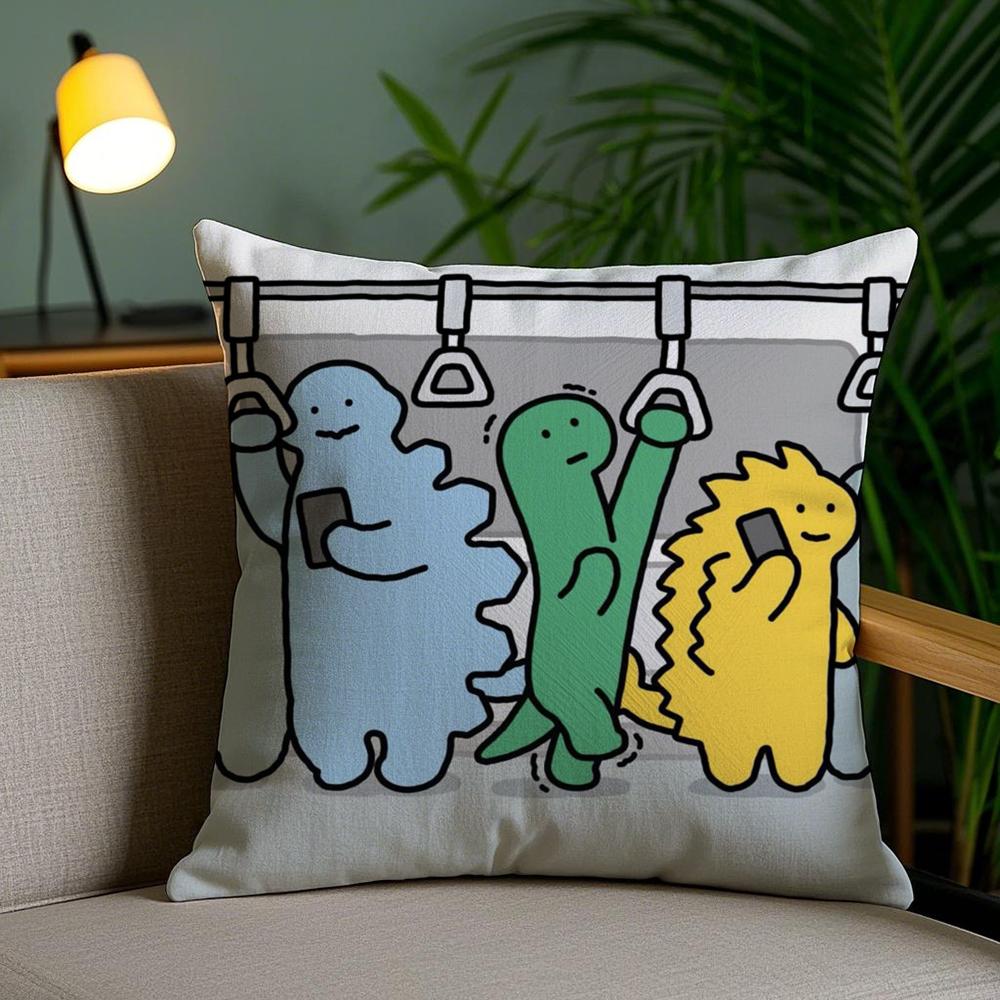Cartoon Art Joguman Cushion Cover Soft Short Plush Double-Sided Printing Home Decor Machine Washable Pillow Case Gift