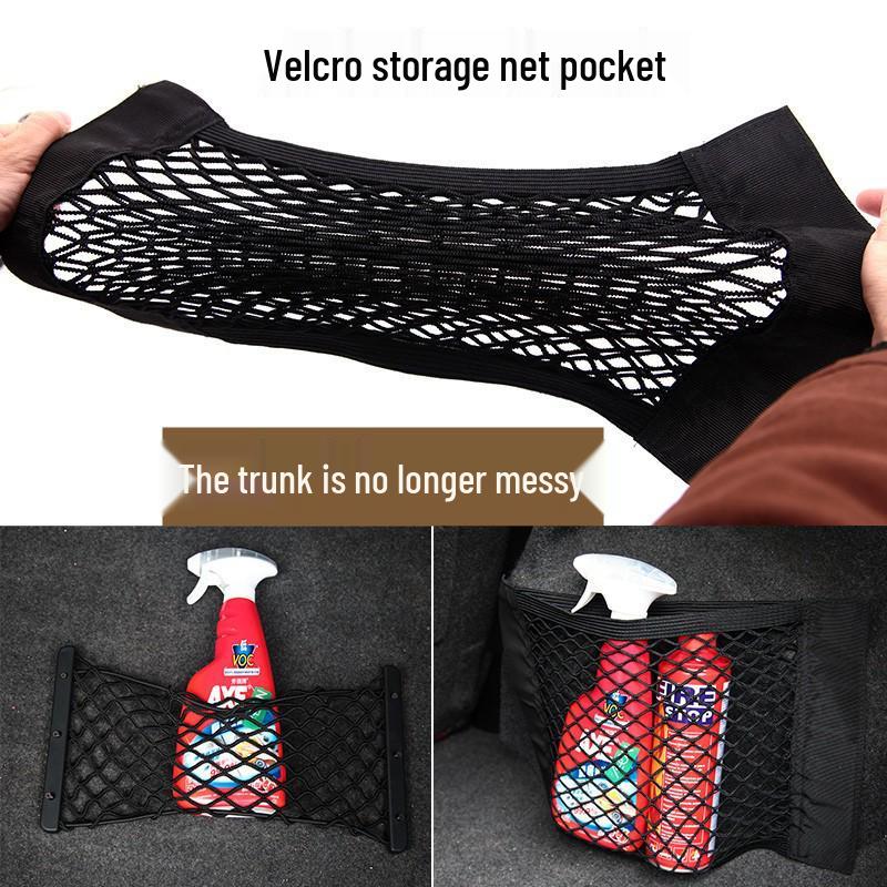 Double Layer Mesh Pocket Car Organizer with Fire Extinguisher Holder