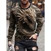 Oriental Dragon Printed Men's Long Sleeve T-shirt Autumn Daily Street Men's Fashion Long Sleeve T-shirt Casual Long Sleeve Top
