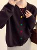 Retro color button knitted cardigan top women's early spring new fashion soft waxy loose sweater jacket tide