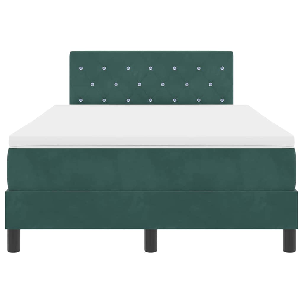 Box Spring Bed with Mattress Dark Green 120 x 190 cm Velvet
