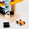 STEM Activity for Kids Wooden Ramp Racer Car Toy, 4 Numbered Mini Cars And Parking Lot Sturdy Design, Development Hand-eye Coordination Glider