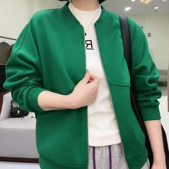 Women's Spring & Autumn Cotton Baseball Jacket - Versatile Plus Size Casual Wear