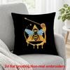 2D Flat Printing, 1pc, Bee with Honey Dipper And Hexagonal Honeycomb, Pillow Cover, Polyester, Perfect for Decorating Sofas And Bedrooms, (Excluding P