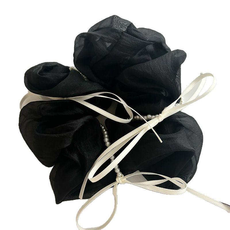 Korean Style Sweet Bow Fluffy Mesh Hair Tie for Women's Bun
