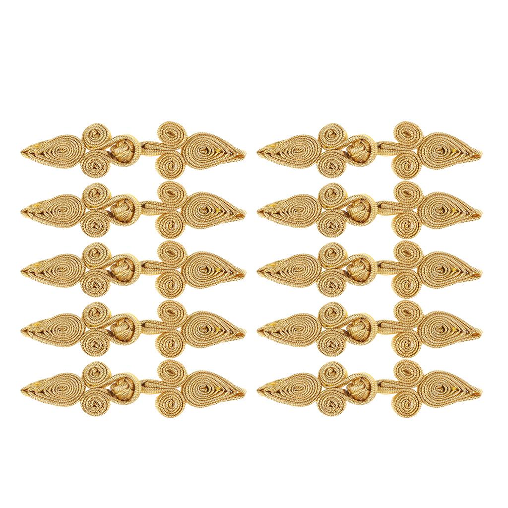 

10 Pairs of Chinese Closure Cheongsam Frog Buttons of Fabric золотий