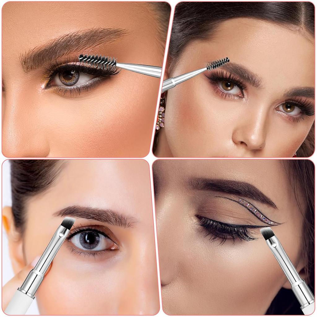 Eyebrow Brush for Women, 2 Pieces Eye Lash Brush Dual-Ended Angled Eyeliner Mascara Brushes Professional Eyebrow Spoolie Brushes Tool for Women Girls