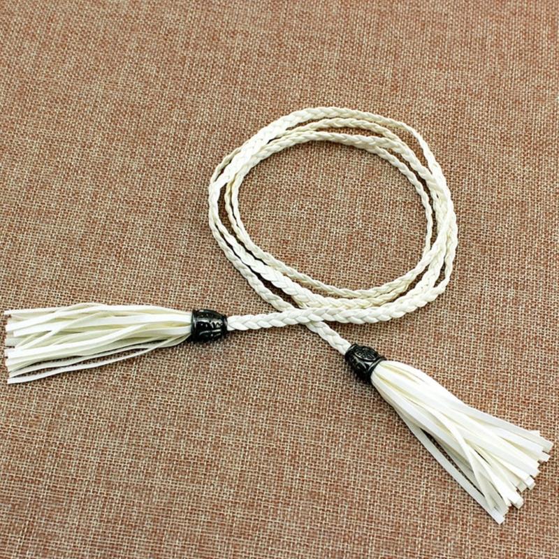 Ladies Bohemian Style Waist Belt Delicate Tassels Decors Braided Belt for Summer Dress Women Summer Seaside Waist Belt