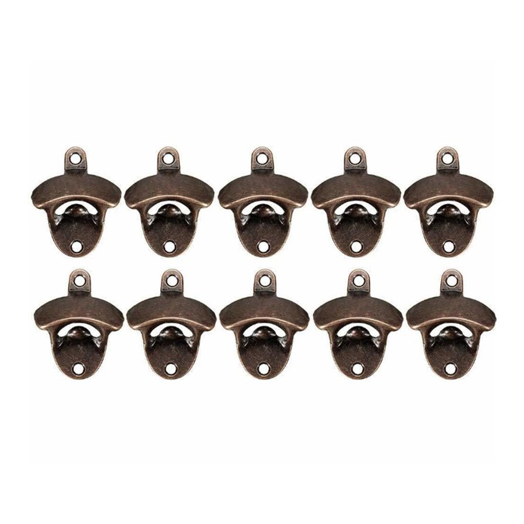 10 Pcs Wall Mount Bottle Opener Vintage Style Rustic Strong Durable Metal Beer Cap Opener for Bar