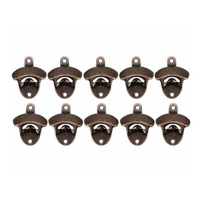 10 Pièces Ouvre-Bouteille Mural Style Vintage Rustique Métal Solide Durable Ouvre-Capsule de Bière pour Bar