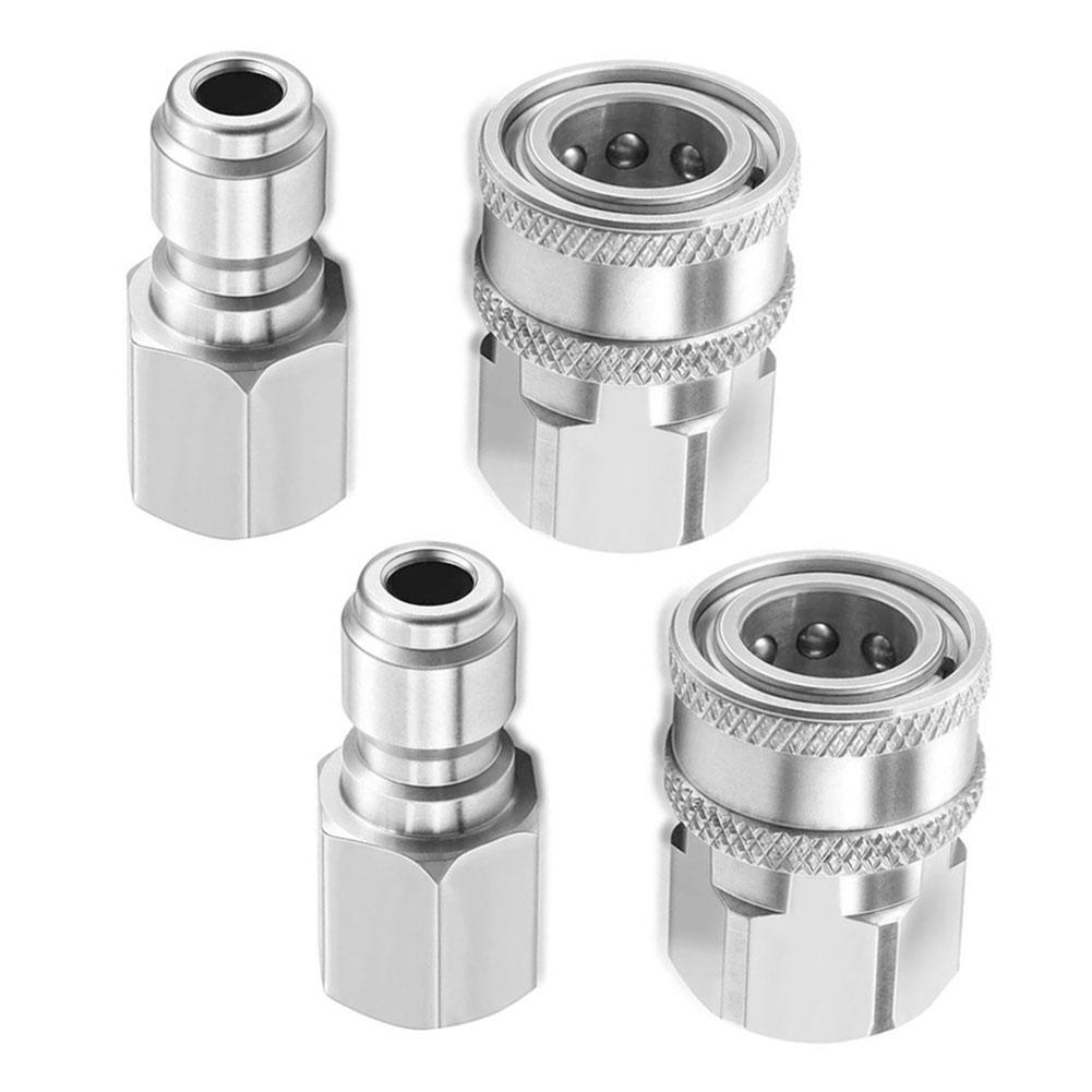 NPT 3/8 Connector Kit Stainless Steel 38 Quick-Connect Adapter Kit For High-Pressure Washers Quick Connector Male Nipples