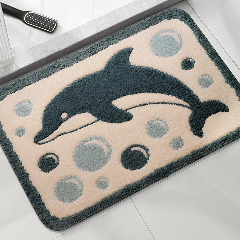 Seaside Bathroom Mat Set Toilet Water Absorbing Foot Mat Home Decor Door Mat Machine Washable