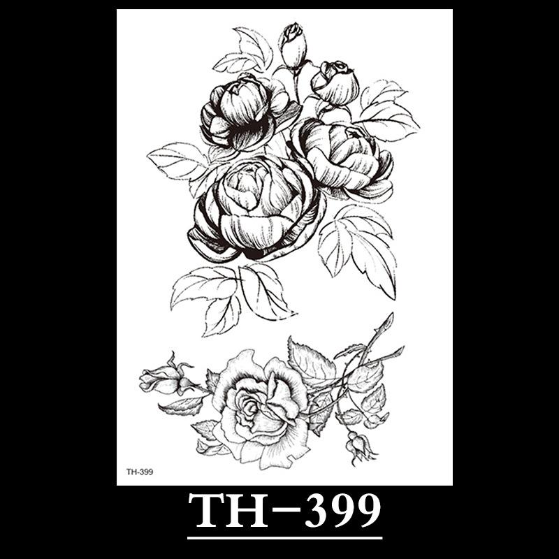 Flower Arm Tattoo Sticker, Half Arm Waterproof Tattoo Sticker, Sketch Line Tattoo Sticker Tattoo