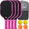 BAGAIL Pickleball Paddle Set USAPA Approved Pink Fiberglass Rackets Honeycomb Core Non-Slip Grip Wide Face Carry Bag