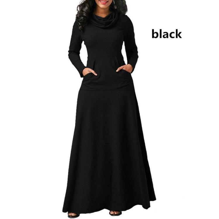 Women Plus Size Casual Long Dress Cotton Pullover Autumn Winter