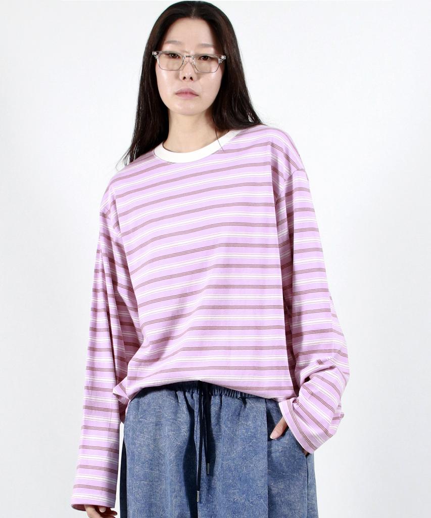 Deumakeu Multi Stripe Long Sleeve Tee - Pink