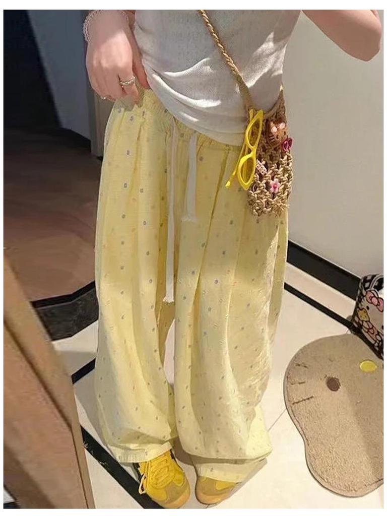 Dopamine Polka Dot Wide-Leg Pants - Women's Spring/Autumn 2025: New High-Waisted, Slimming, Draped, Casual Yamamoto Style