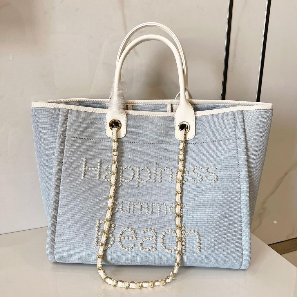 New Women Tote Bag Fashion Canvas Large Handbag Chains Genuine Leather Shoulder Bags Ladies Big Messenger Bag Shopping Bag