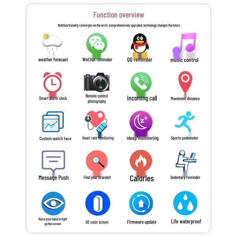 Stylish Multi-Function Sports Bracelet with Heart Rate Monitor and Custom Wallpaper – Perfect for Students