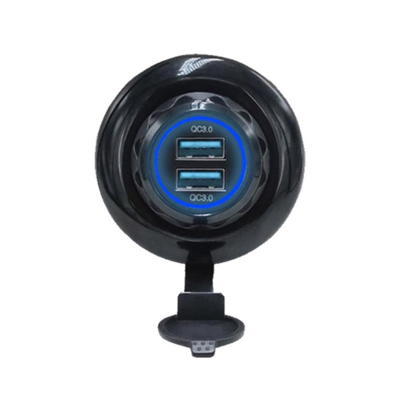 

Universal Car Phone Charging QC3.0 PD30 Rapid Charge Socket with Waterproof Cover Overheat Prevention синій