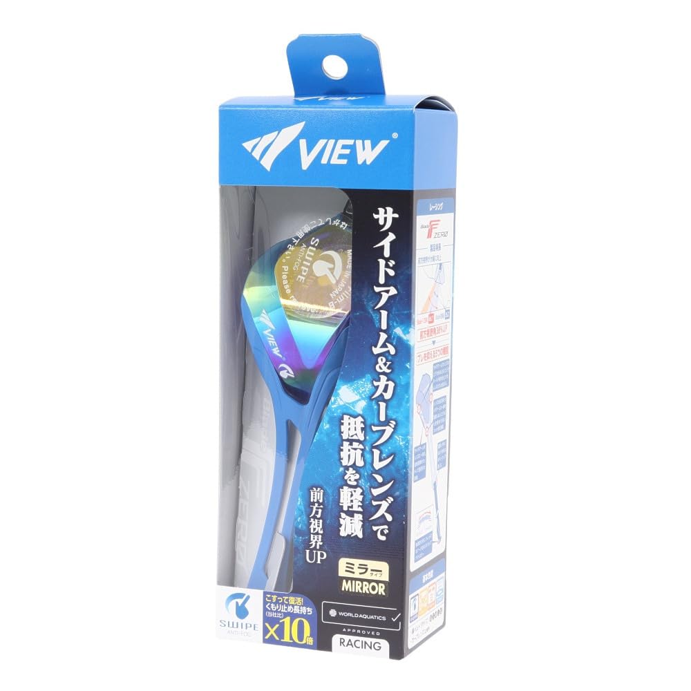 View Blade Mirrored Swimming SWIPE V128ESAM CBO x F-Zero Goggles, (Blue Yellow/FF/Men's, Women's)