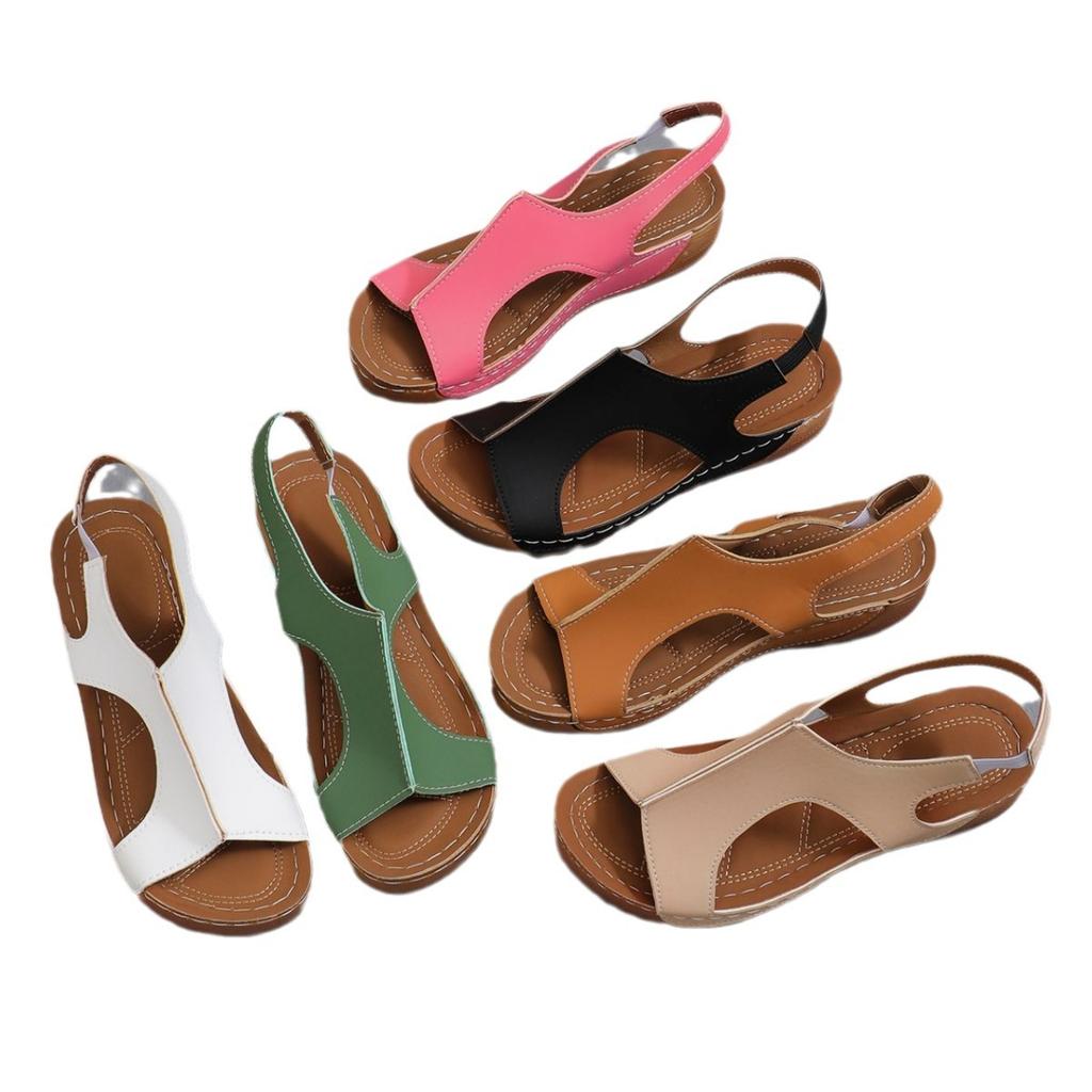 Summer New Women's Shoes Wind Elastic Band Lightweight Thick Sole Heightening Sandals Women