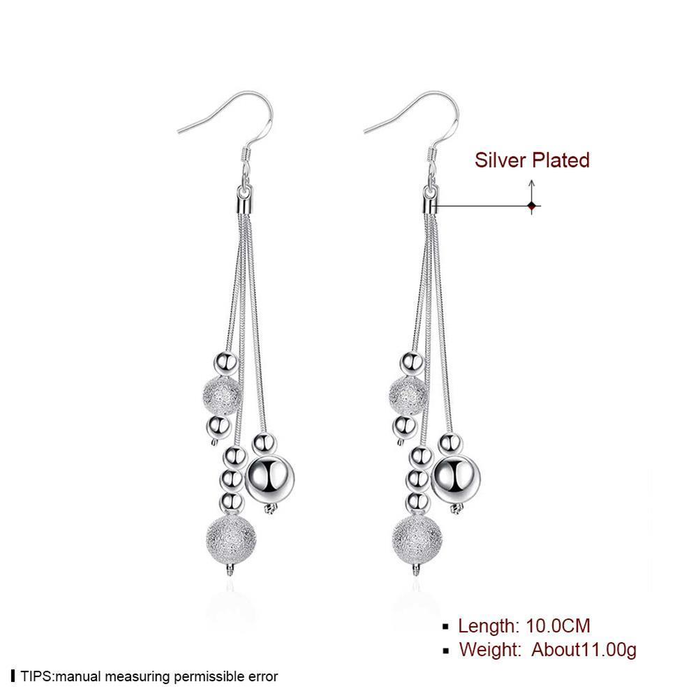 Japanese korean Fashion Sand Bead Tassel Silver Plated Ear Hook Jewelry Three-line multi-bead earrings