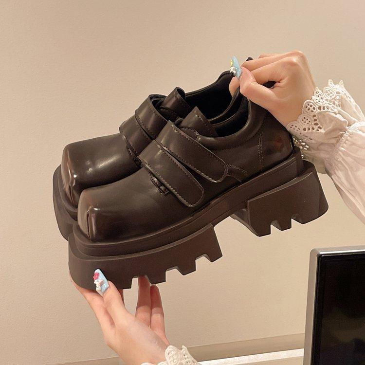Thick Soled Square Toe Loafers Women Singles Spring , With A New British Style And Slimming Effect. Jk Small Leather Shoes