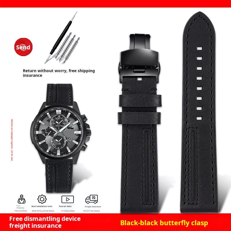For Casio EDIFICE ECB-900YDB ECB-1000 EFR303/304/S510 EQB-50 Series Watch Band Genuine Leather Cowhide Watch Strap 22MM Bracelet