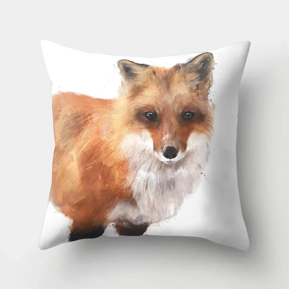 Fuchs Cartoon Muster Büro Kissenbezug Polyester Autokissen Heim Sofa Dekoration Salon