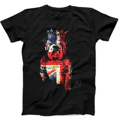 Buldog British Dog Union Jack Flag England Crown King Gift Black T Shirt 65