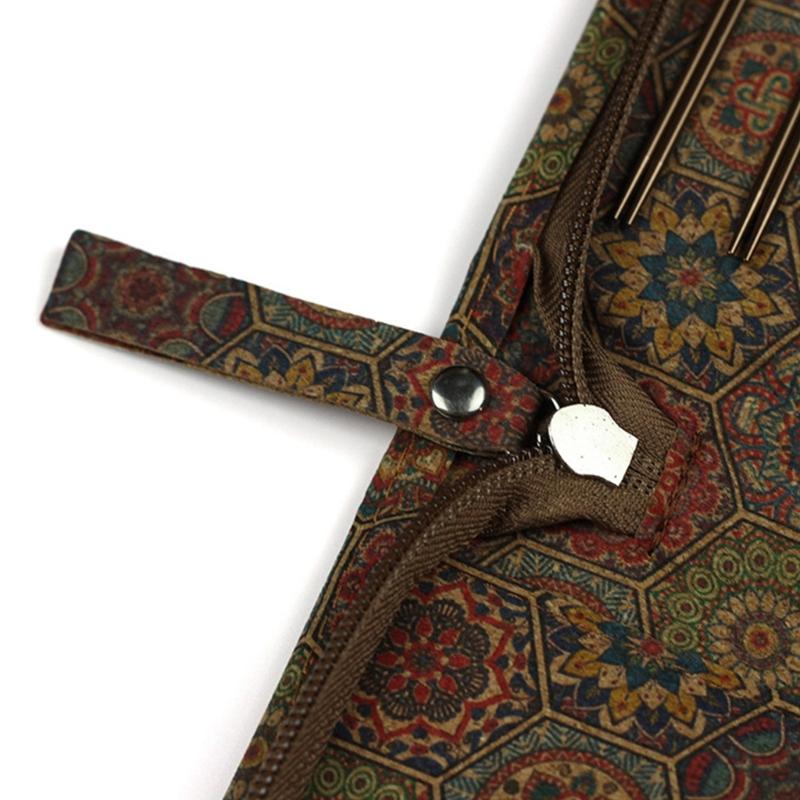 Aluminum Coffee Brown Knitting Set Interchangeable Craft With Ergonomic Grip And Storage