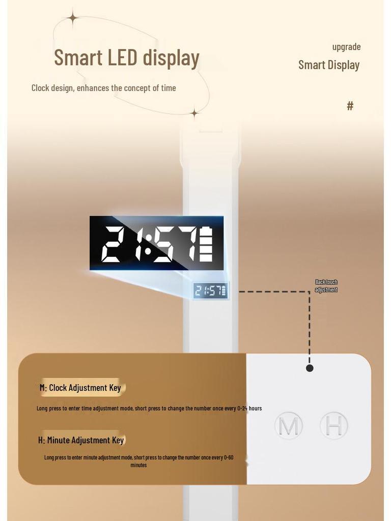 Rechargeable LED Study Lamp with Clock & Pen Holder - Eye Protection for Dorm or Bedside