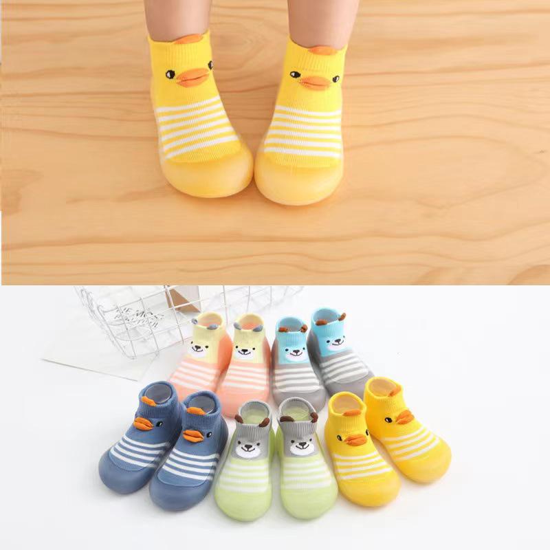 Spring/Autumn Non-Slip Soft Sole Baby Sock Shoes - Yellow Duck High-Top for Boys & Girls