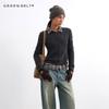 GREEN BELT Women's Retro Cable Knit V-Neck Merino Wool Sweater