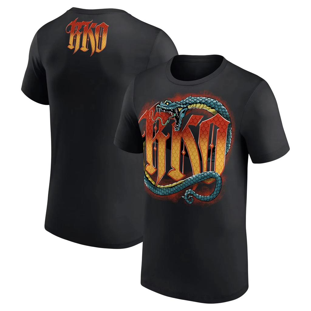 Summer Men's Black Randy Orton Viper Bite T-Shirt Summer Short Sleeve Women Tee Shirts 2025 New Sports Unseix Clothes Tops