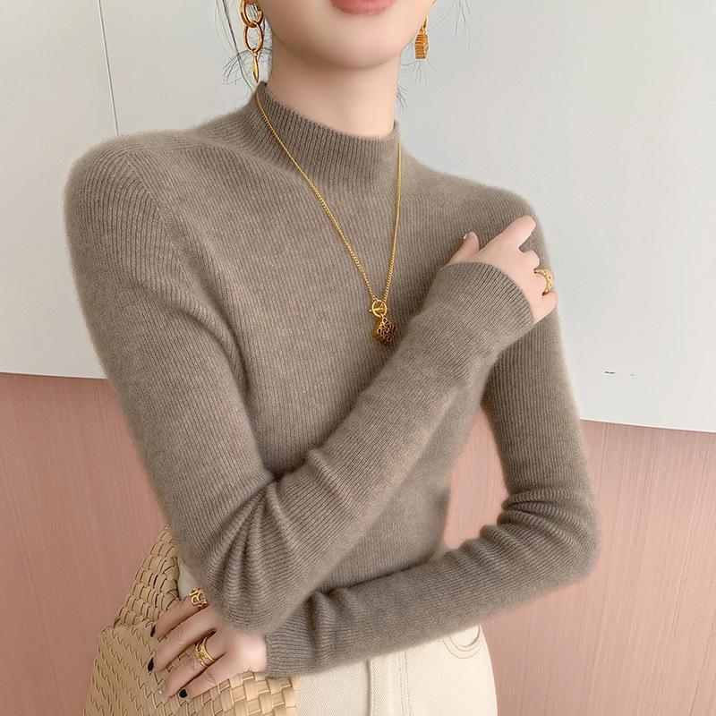 Women's Seamless Cashmere Slim-Fit Half-High Neck Sweater