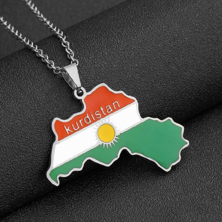 Kartenanhänger Kette Kurdische Flagge Kartenanhänger Kurdistan Schlüsselbein Kette Schmuck Geschenk