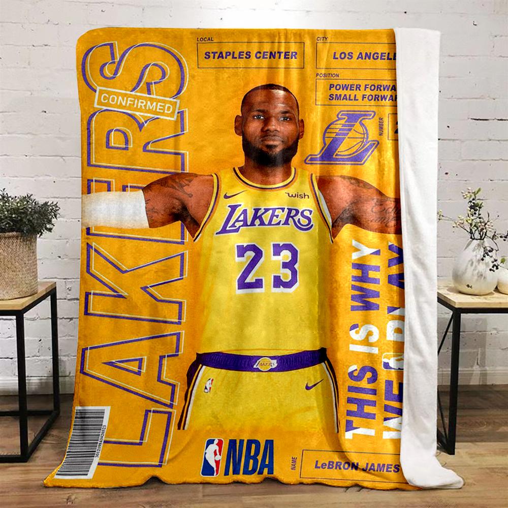 "NBA Lakers Poster Style Non-Slip Warm Quiltfor Living Room and Bedroom Sofas"